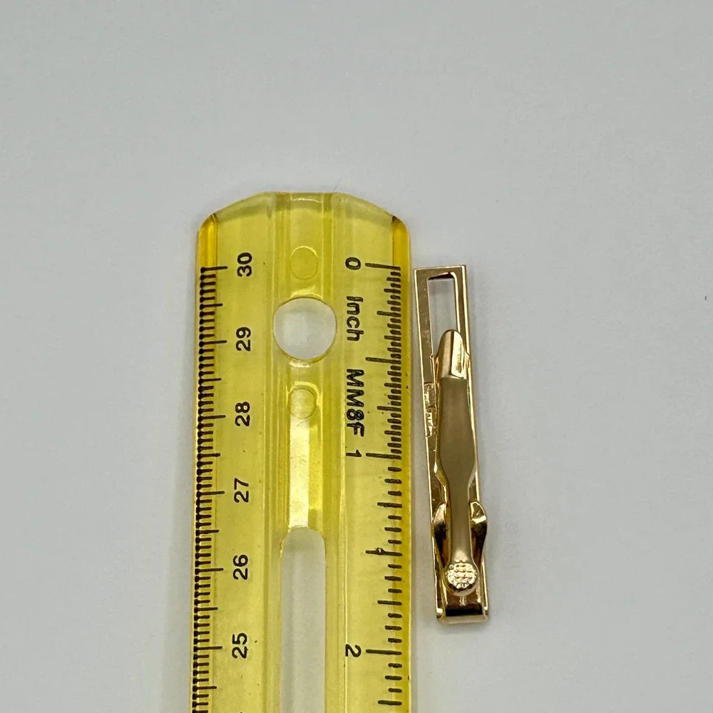 Pierre Cardin Tie Bar Gold Tone Rectangular Faux Diamond Crystal 2 Inch JW 72